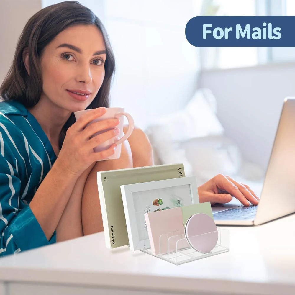 Clear Acrylic Desk Mail Organizer Letter Sorter Transparent Size 17x12.5x4cm NEW - Image 6