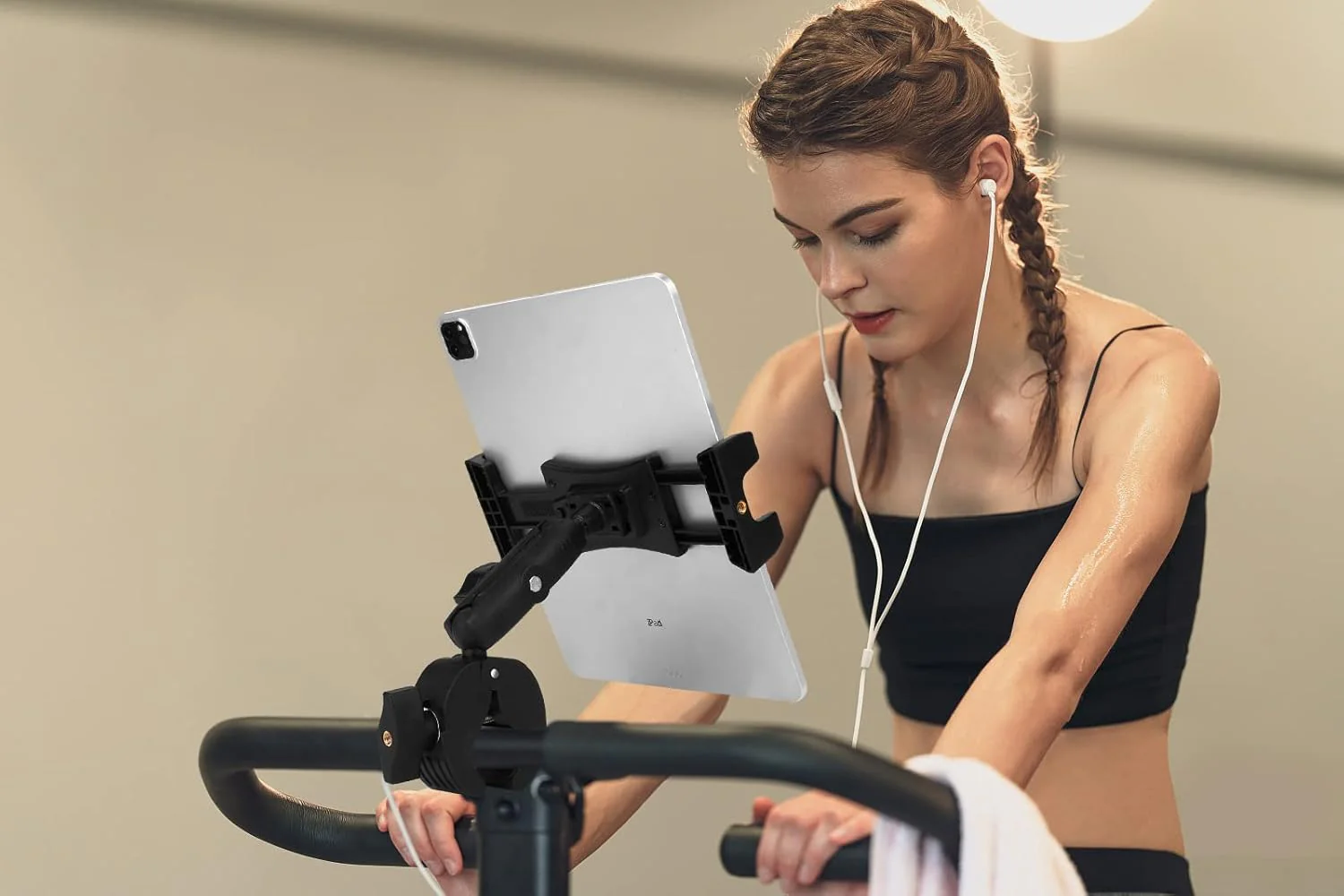 Peastrex Tablet Holder Clamp for Stationary Bike Handlebar Exercise Mount NEW - Image 2
