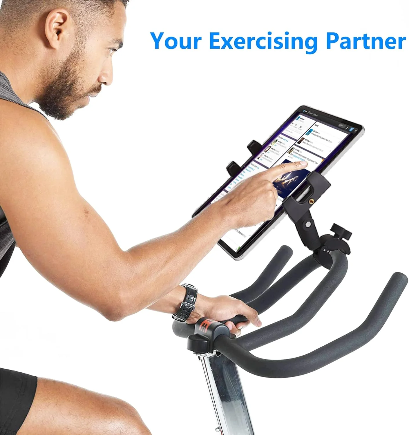 Peastrex Tablet Holder Clamp for Stationary Bike Handlebar Exercise Mount NEW - Image 8