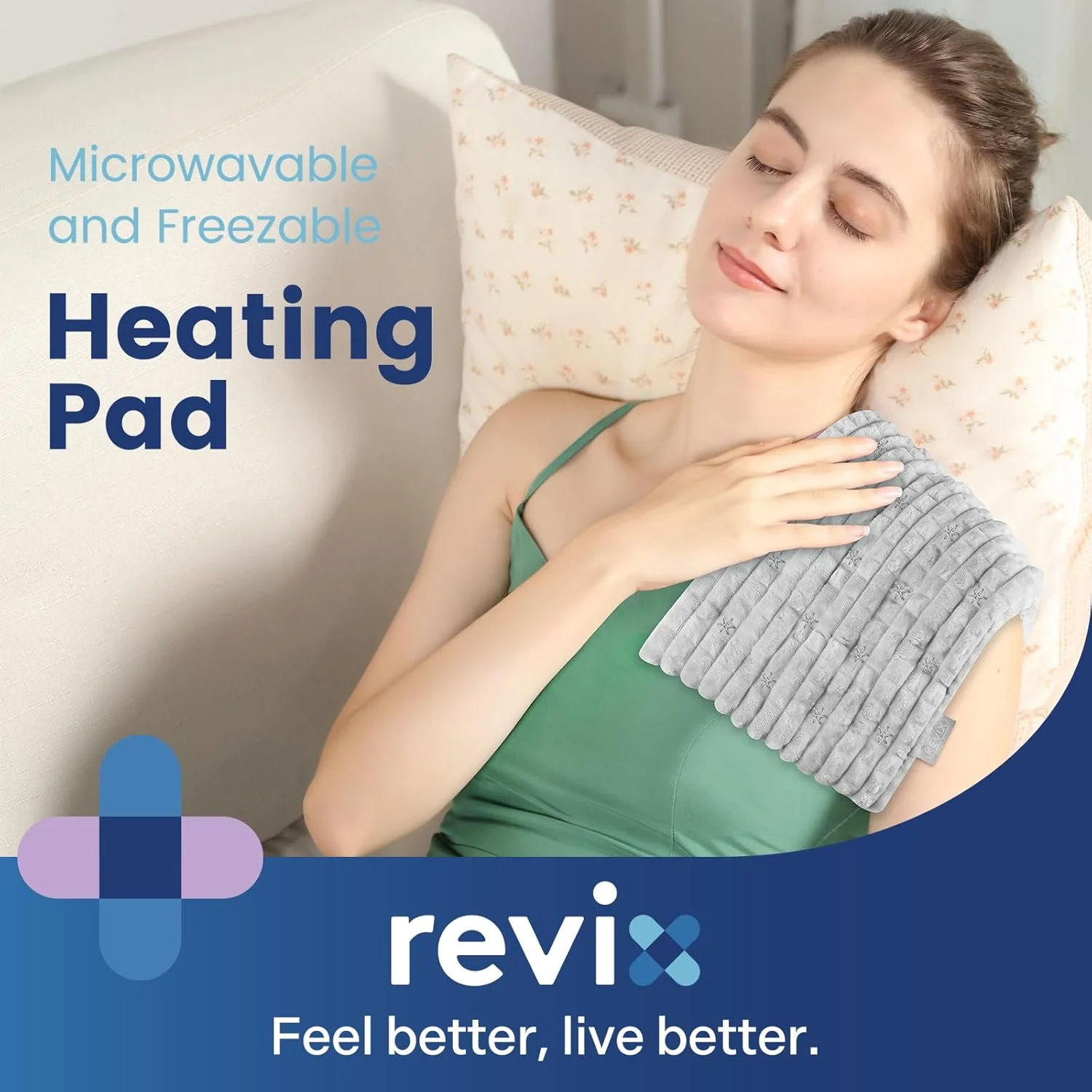 REVIX Microwavable Heating Pad Flaxseed Moist Heat Therapy Gray Size 6x12 NEW - Image 2