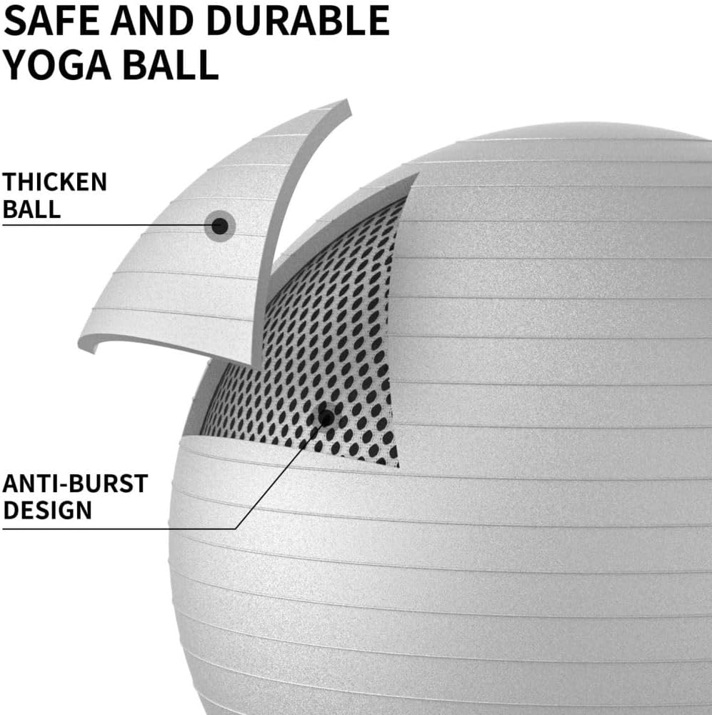 PROIRON Exercise Ball Anti-Burst Yoga Chair Quick Pump Slip Resistant Grey DEMO - Image 3