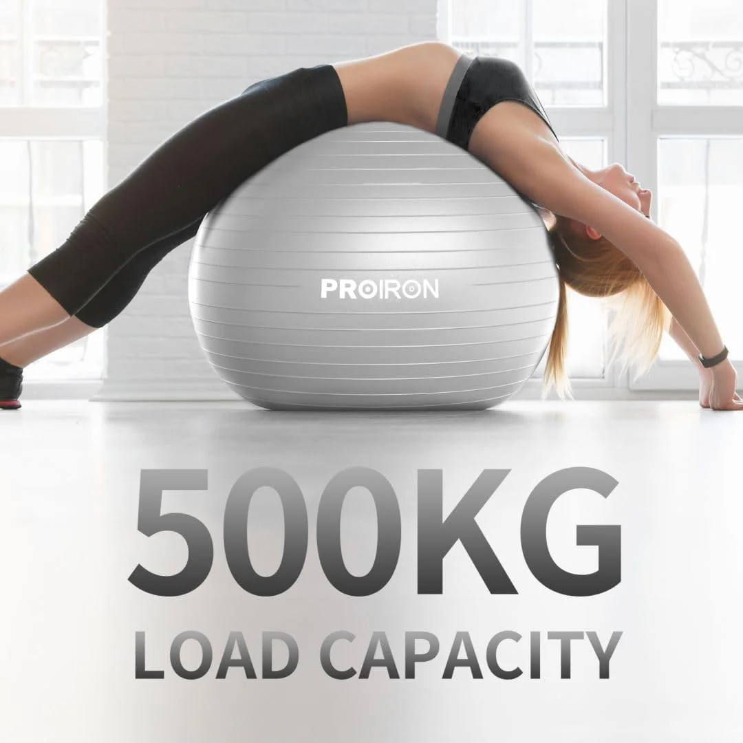 PROIRON Exercise Ball Anti-Burst Yoga Chair Quick Pump Slip Resistant Grey DEMO - Image 4