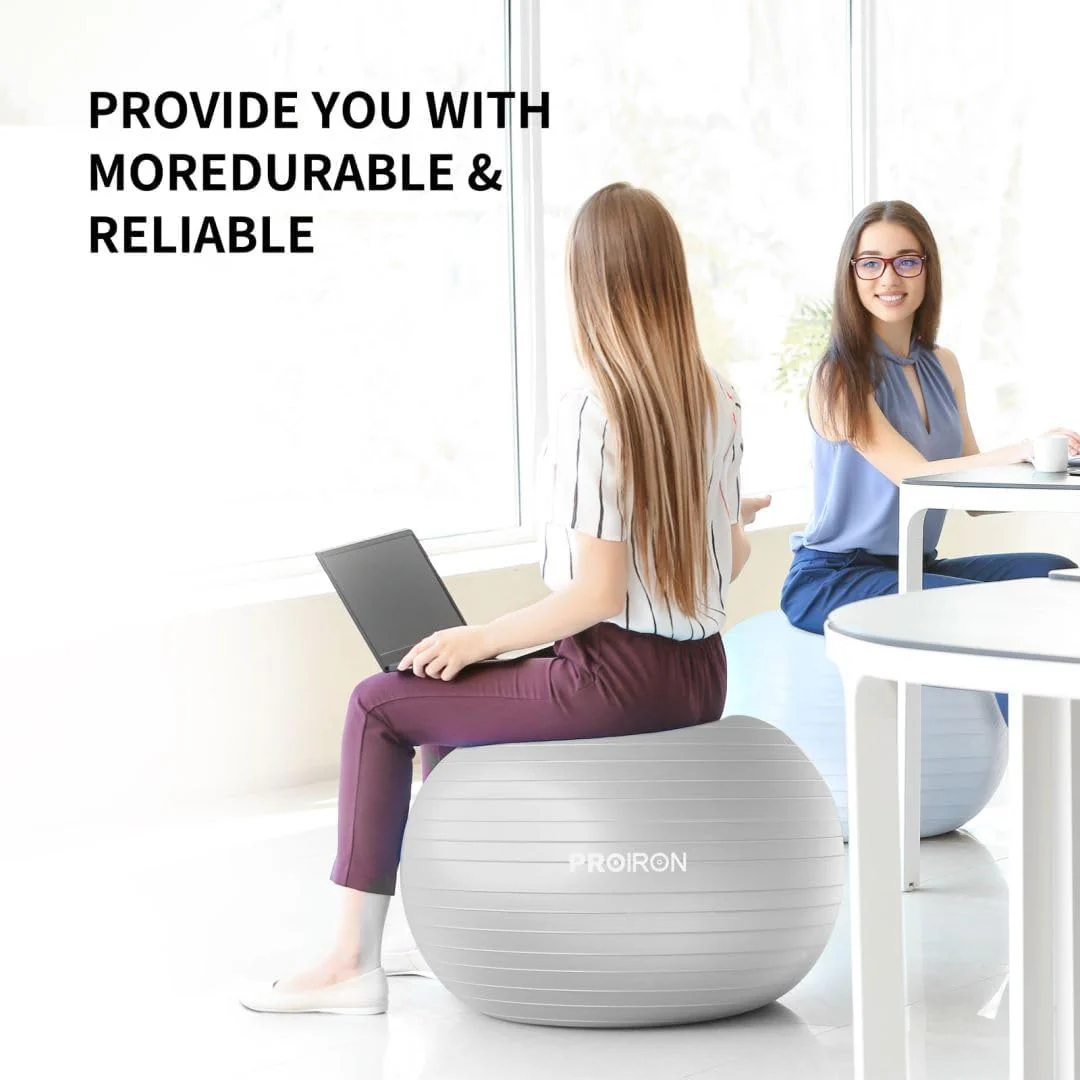 PROIRON Exercise Ball Anti-Burst Yoga Chair Quick Pump Slip Resistant Grey DEMO - Image 5
