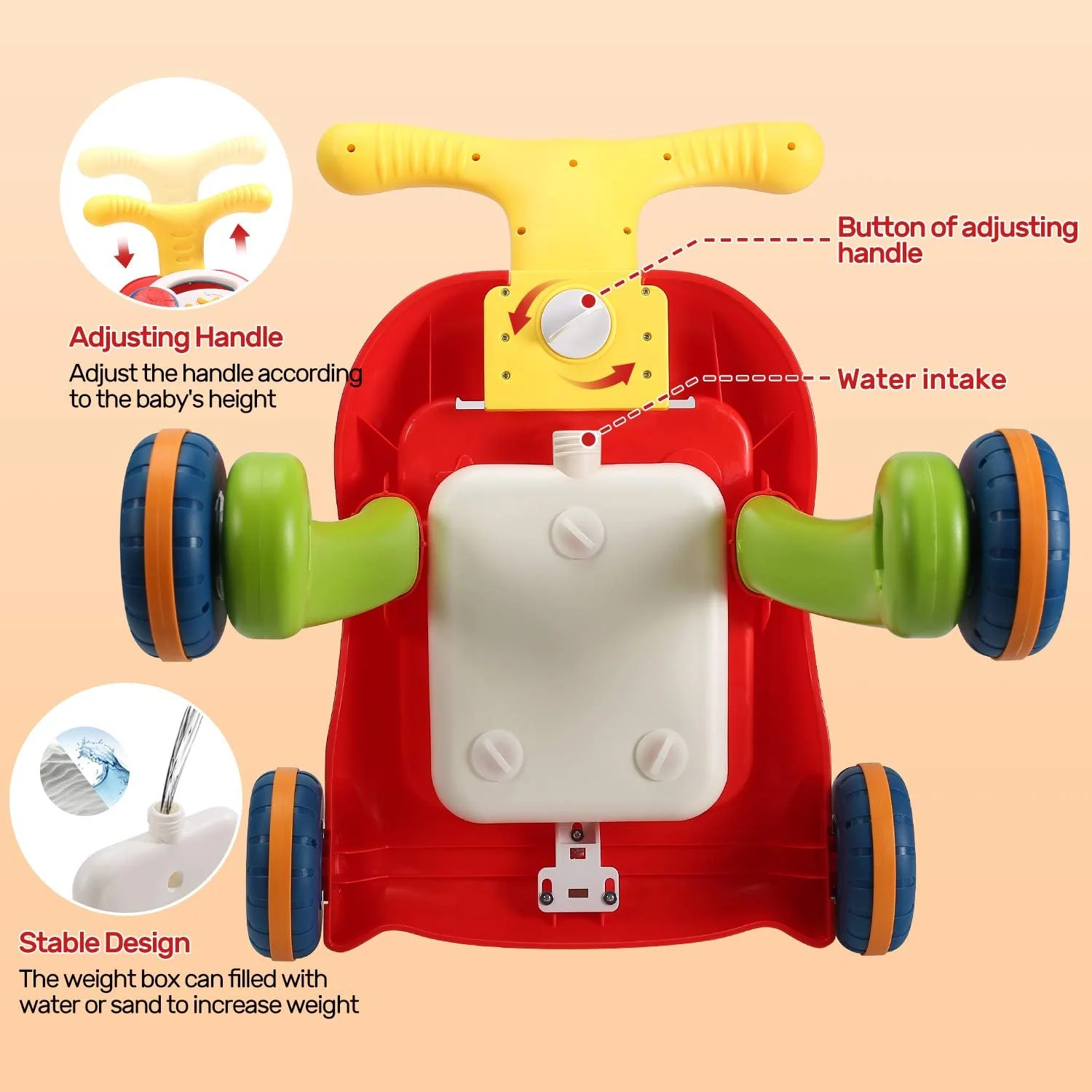 Cute Stone 2-in-1 Sit-to-Stand Learning Baby Walker, Multicoloured, Unisex DEMO - Image 5