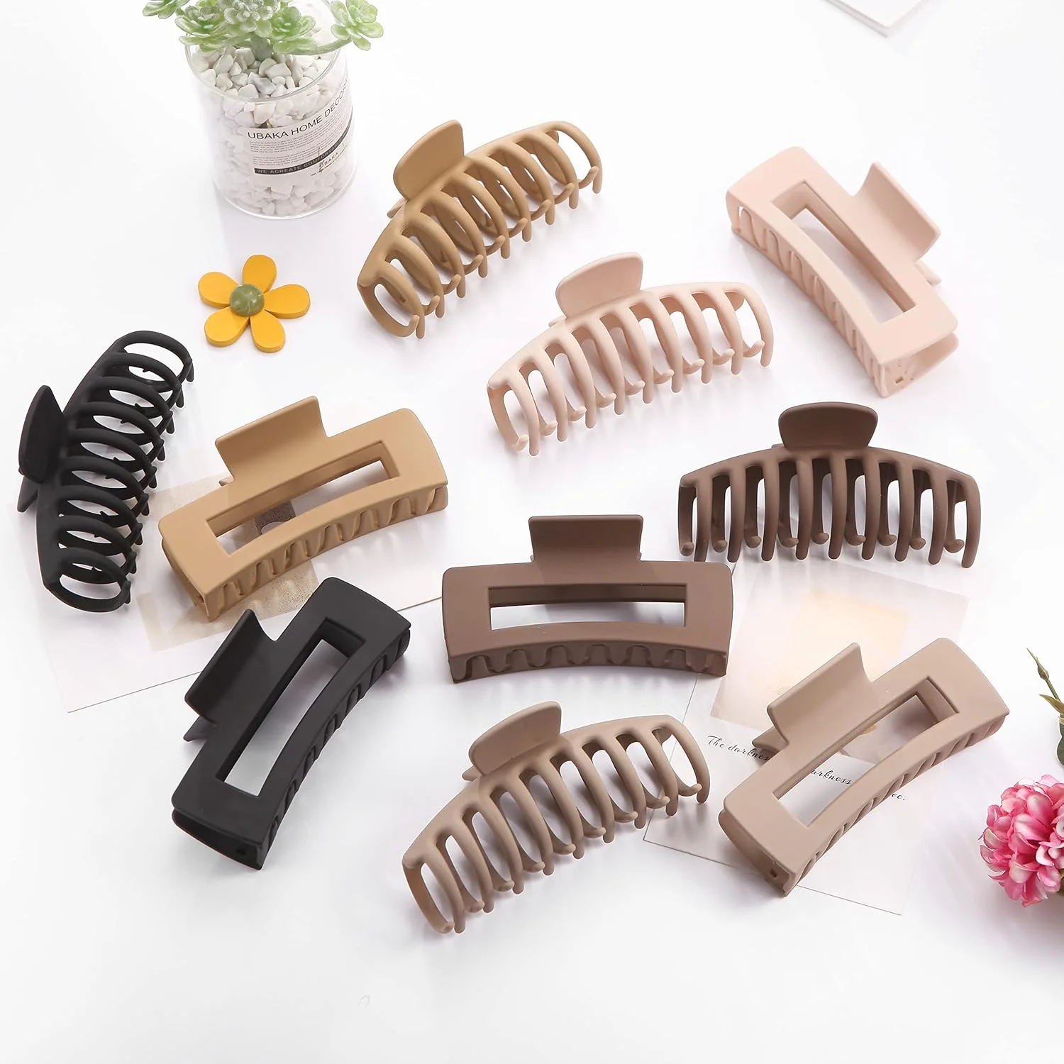 Large Claw Clips for Thick Hair Nonslip Big Accessories Brown & Black 4.4 NEW - Image 2