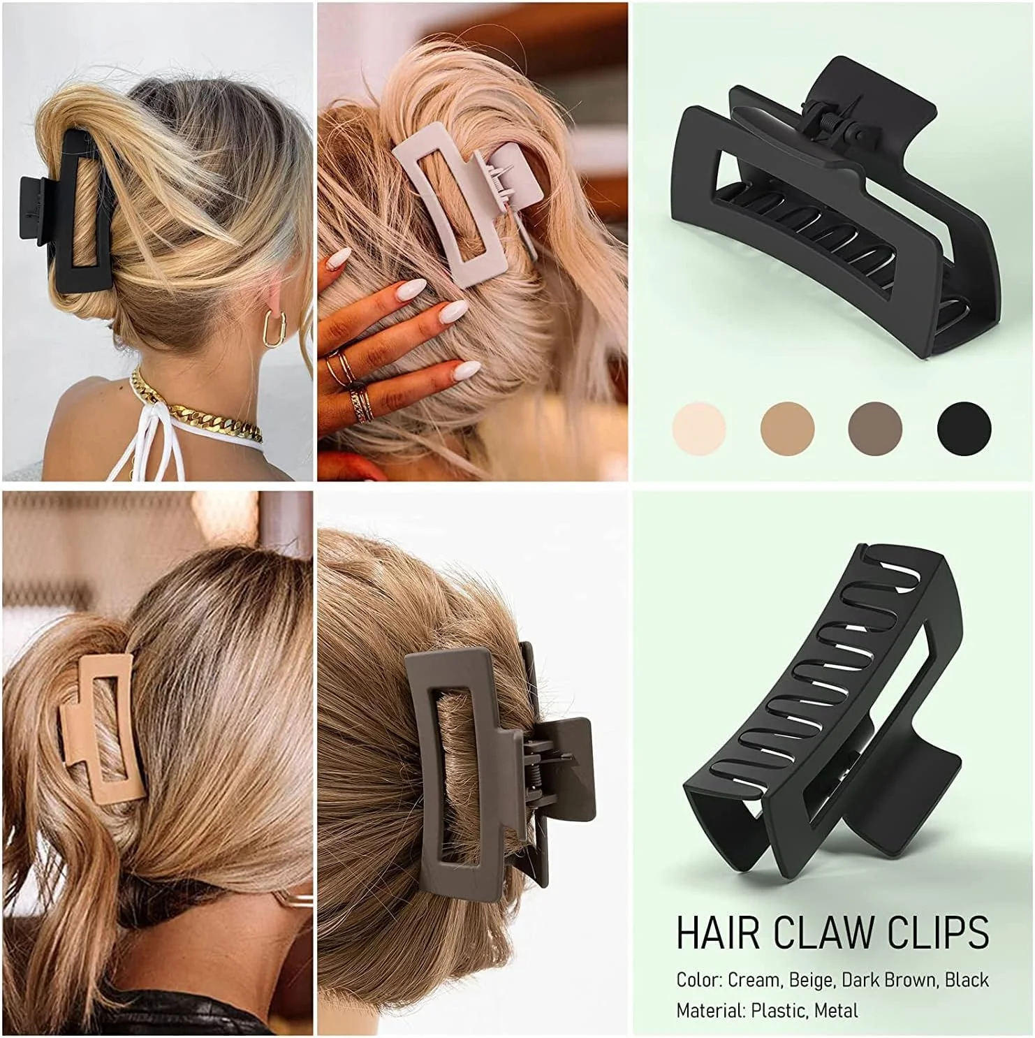 Large Claw Clips for Thick Hair Nonslip Big Accessories Brown & Black 4.4 NEW - Image 5