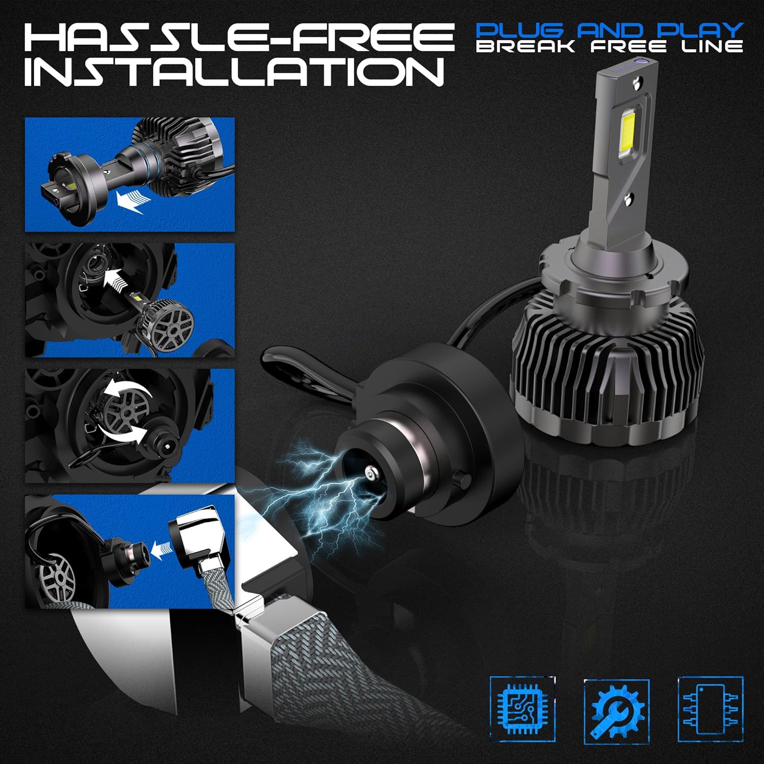 RUNEWAX LED Headlight Bulb 6500K High and Low Beam Conversion Kits Xenon HID NEW - Image 4