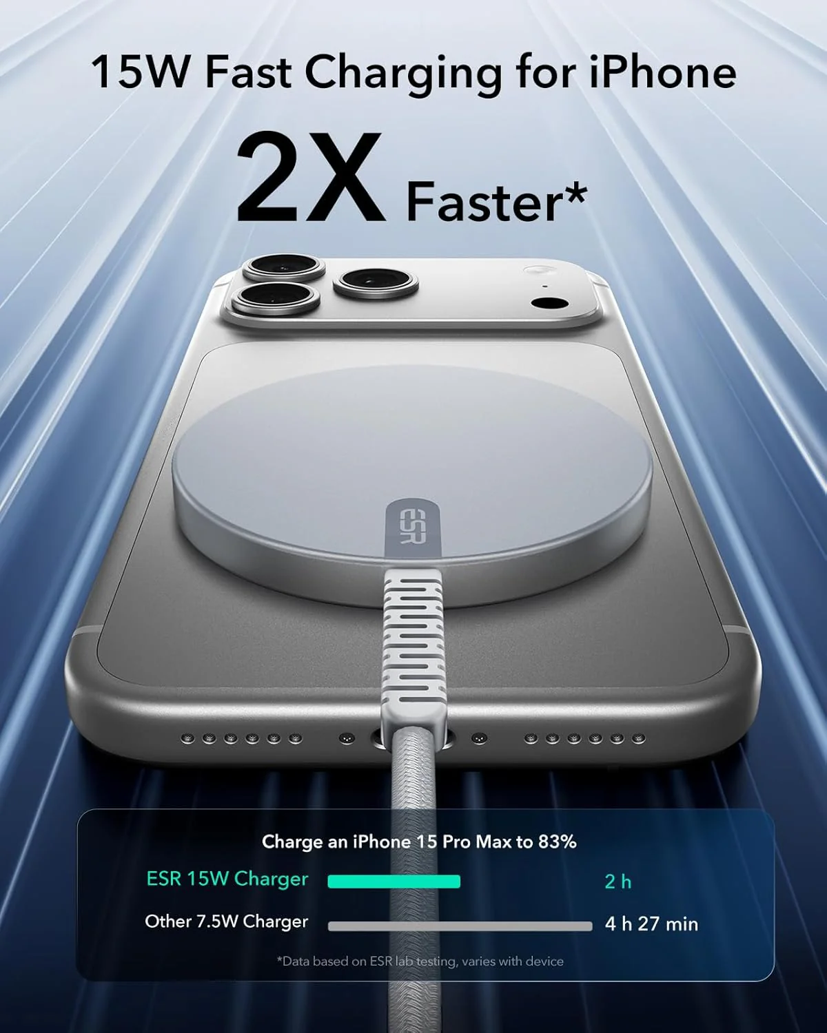 ESR HaloLock Wireless Charging Pad 15W Magsafe Charger for iPhone Silver NEW - Image 3