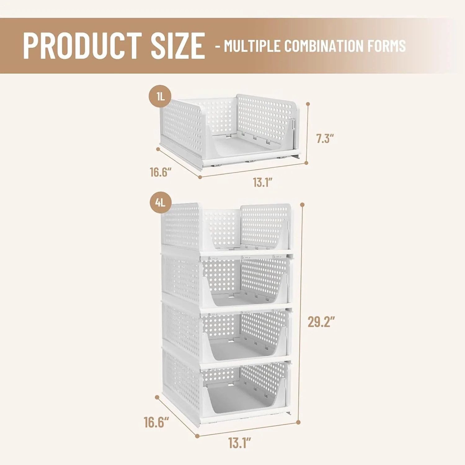 Foldable Plastic Storage Boxes Organizers Drawer Shelf Closet White NEW - Image 7