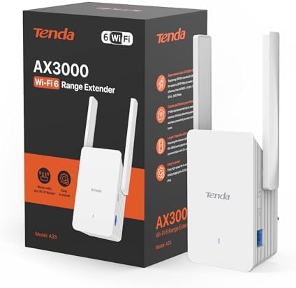 Tenda AX3000 A33 WiFi 6 Dual Band Gigabit Range Extender Repeater, White DEMO - Image 2
