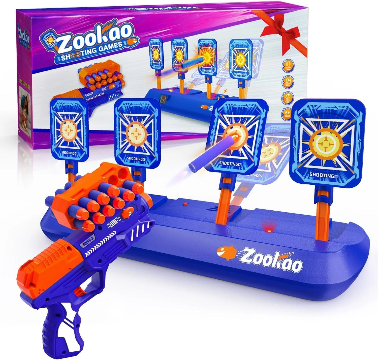 Zookao Digital Shooting Targets with Toy Gun Nerf Electronic Scoring for NEW - Image 9