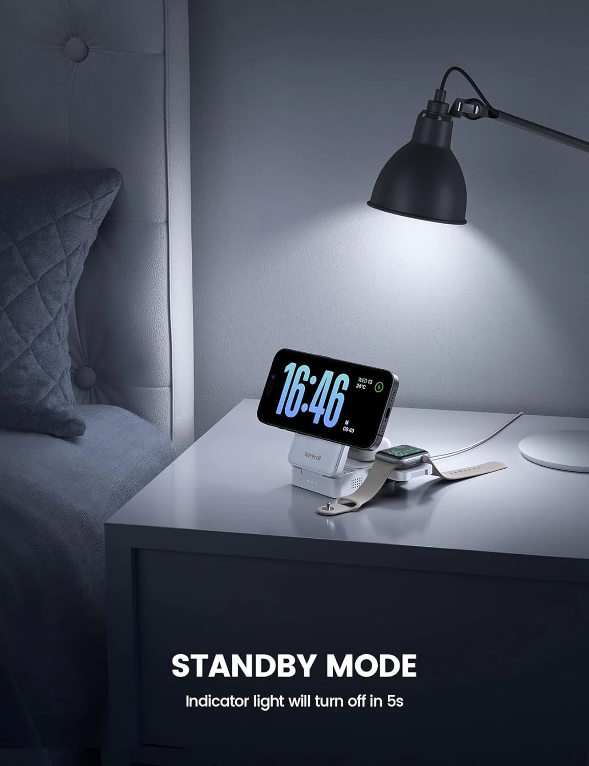 Lamicall 3-in-1 Wireless Charging Station Foldable Stand for Apple Devices NEW - Image 4
