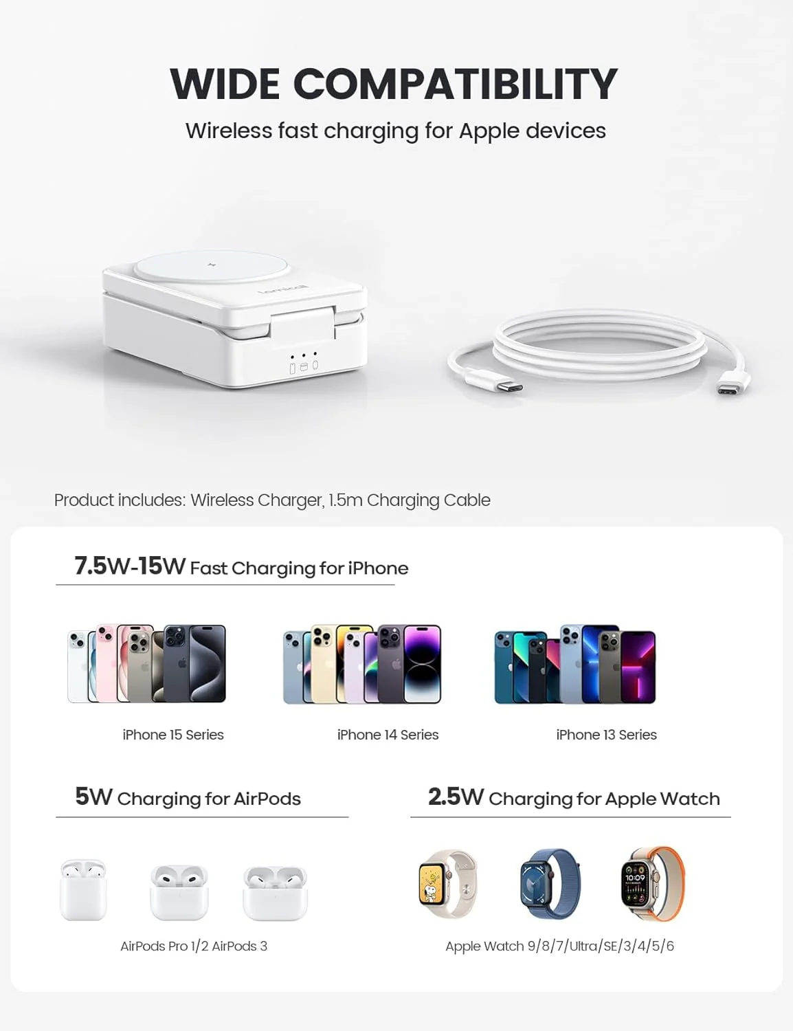 Lamicall 3-in-1 Wireless Charging Station Foldable Stand for Apple Devices NEW - Image 5