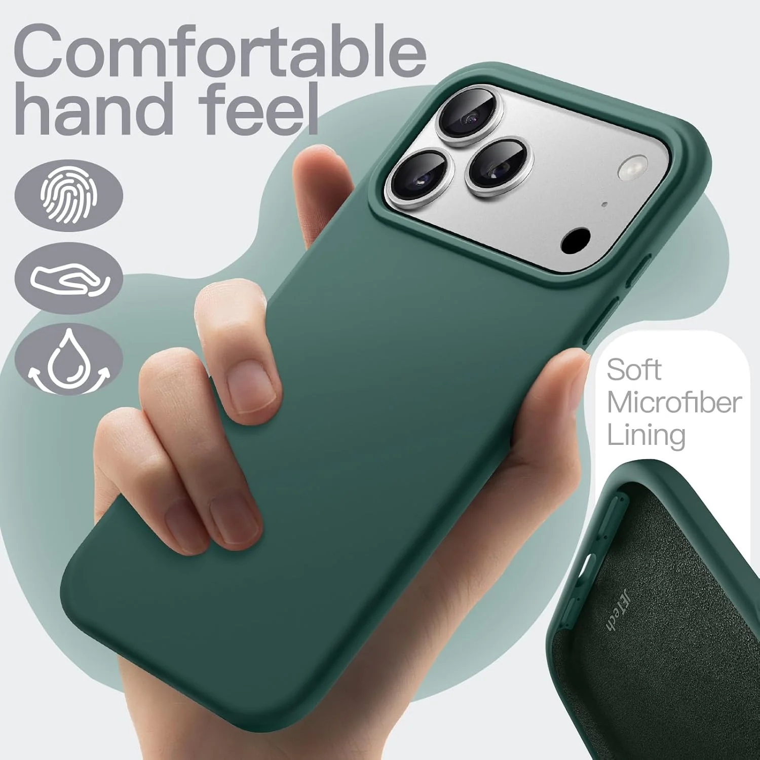 JETech Liquid Silicone Phone Case for iPhone 17 Pro Max 6.9-Inch Midnight NEW - Image 3