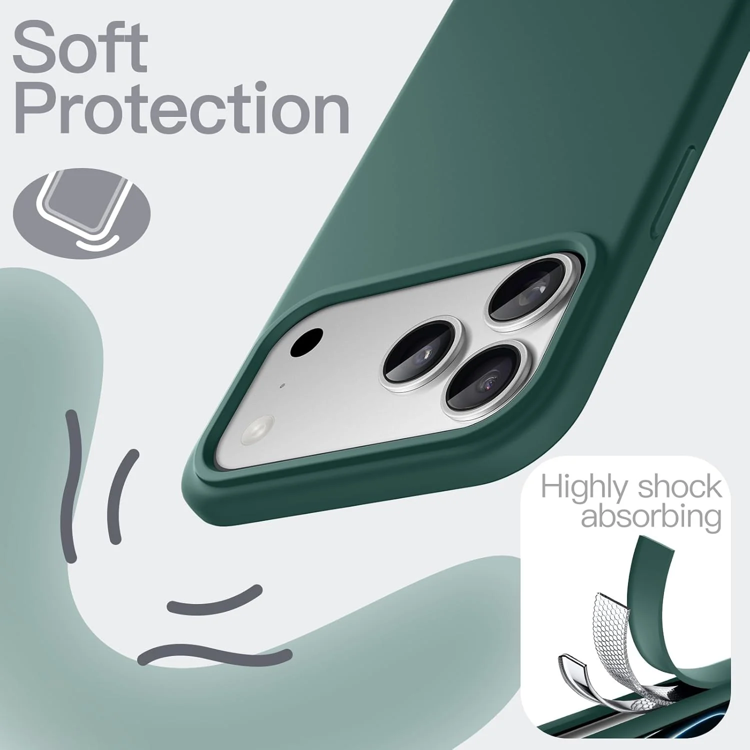 JETech Liquid Silicone Phone Case for iPhone 17 Pro Max 6.9-Inch Midnight NEW - Image 4