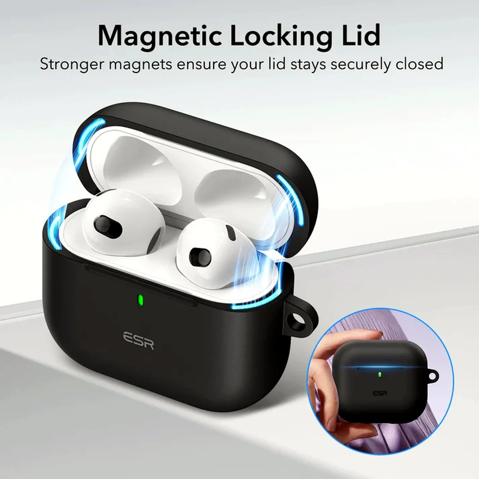 ESR Protective AirPods 4th Gen Case Cover Skin for Wireless Charging Black 4 NEW - Image 3