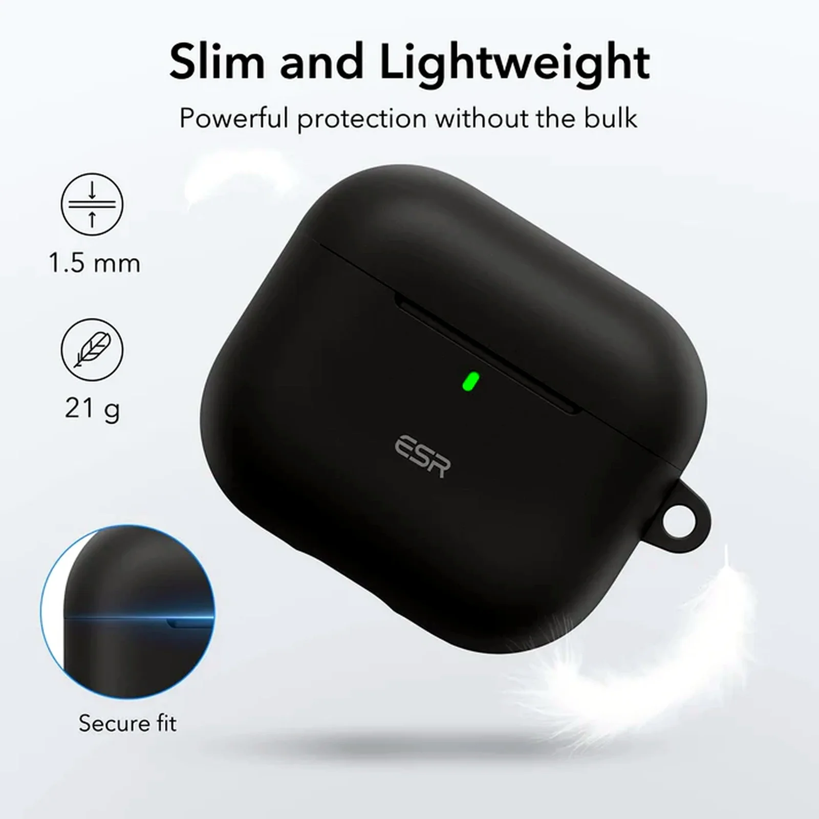 ESR Protective AirPods 4th Gen Case Cover Skin for Wireless Charging Black 4 NEW - Image 4