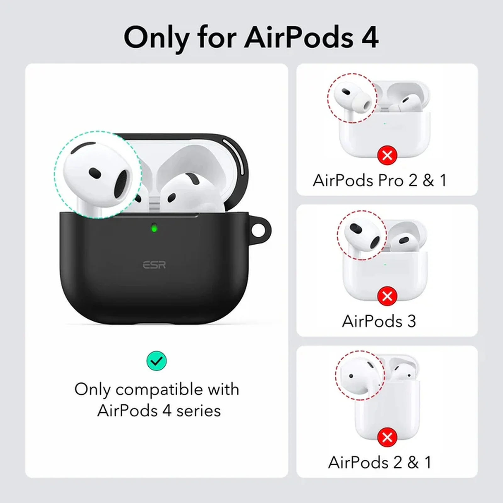 ESR Protective AirPods 4th Gen Case Cover Skin for Wireless Charging Black 4 NEW - Image 6