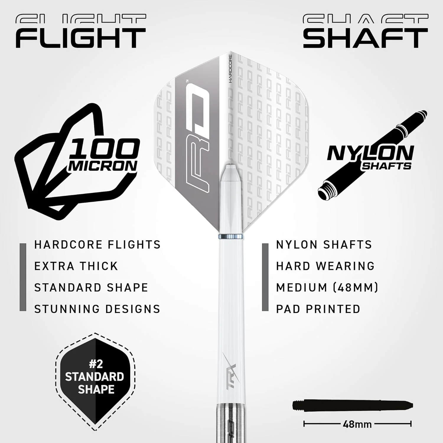 RED DRAGON Tungsten Darts Set with Flights and Shafts Grey & White Size 22g NEW - Image 4