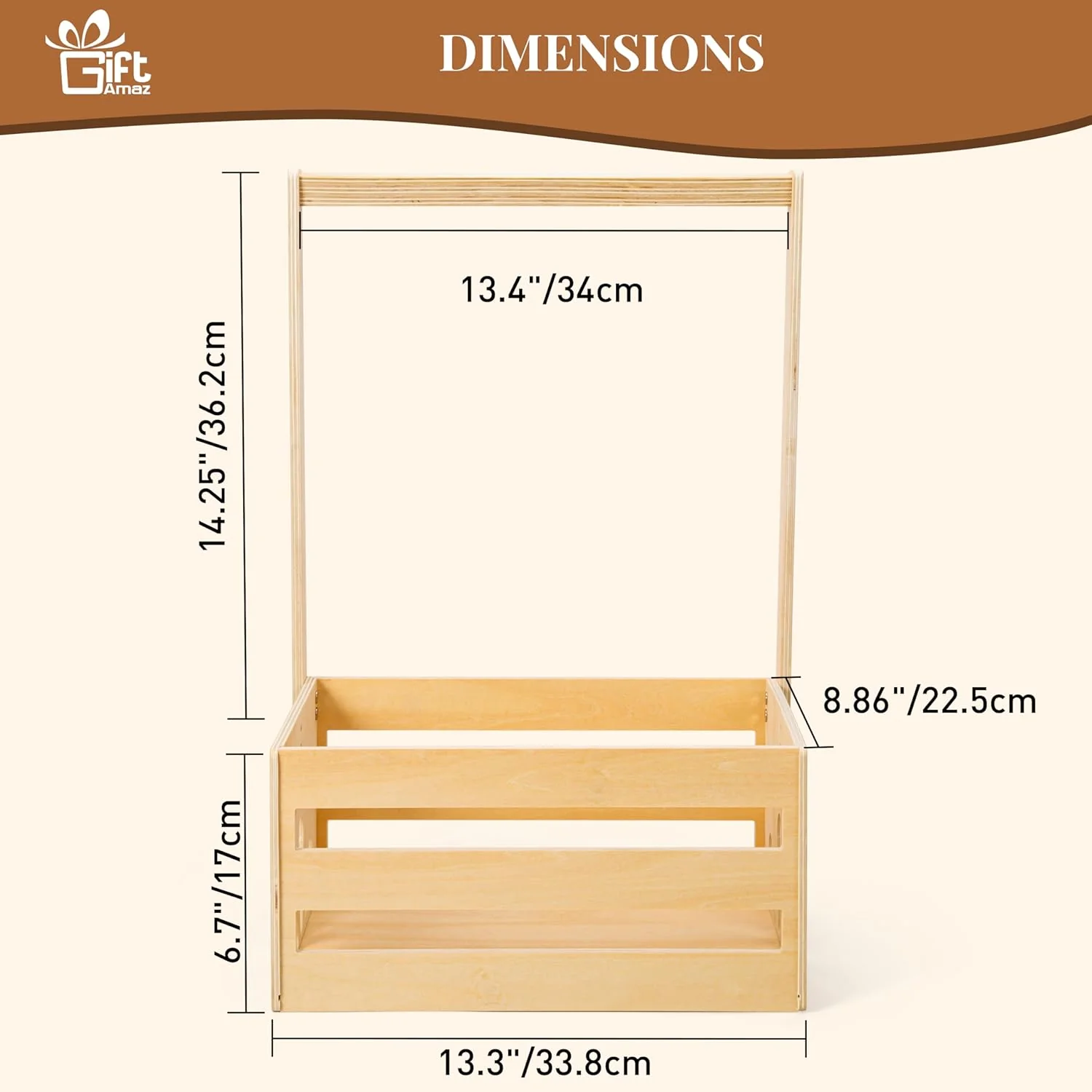 GiftAmaz Wooden Baby Shower Storage Crate Hamper with Handle Natural Size NEW - Image 3