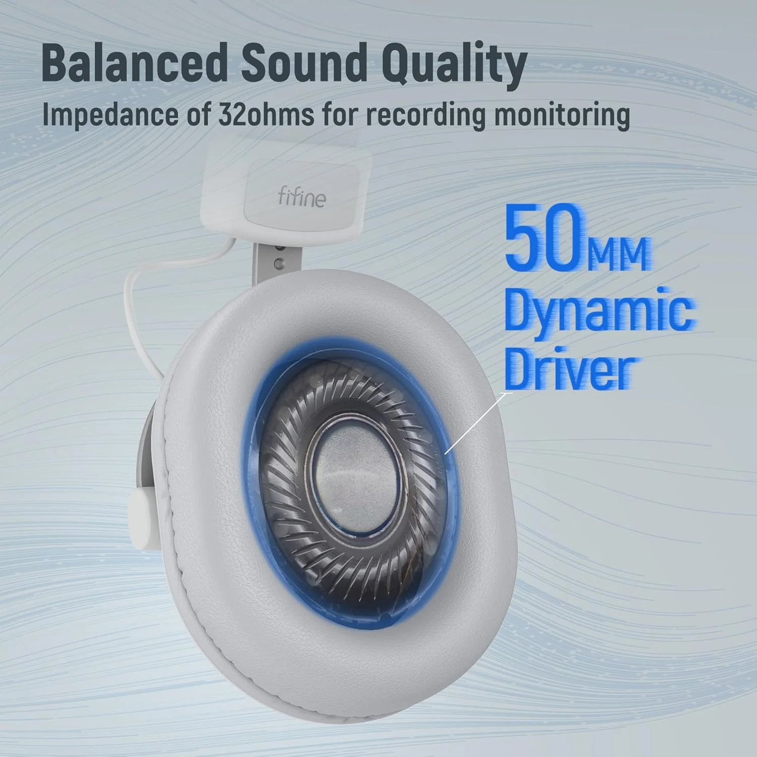 FIFINE Wired Over-Ear Computer Headphones for Studio Monitoring in White NEW - Image 2