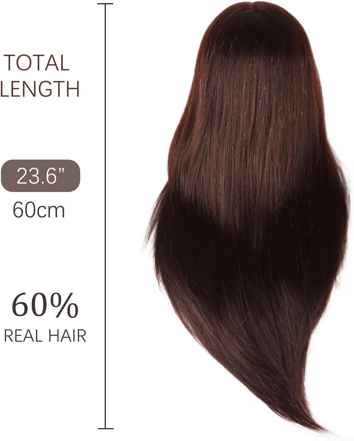 DaizySight 23" Dark Brown Cosmetology Salon & Spa Training Hair Styling Head NEW - Image 3
