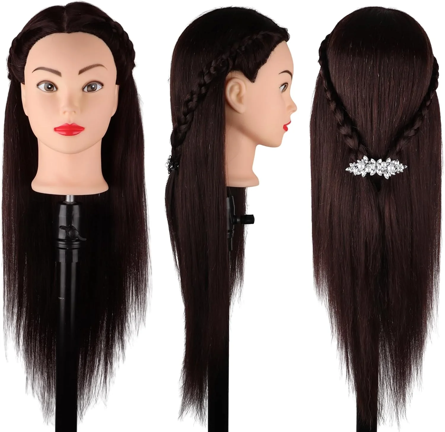 DaizySight 23" Dark Brown Cosmetology Salon & Spa Training Hair Styling Head NEW - Image 4