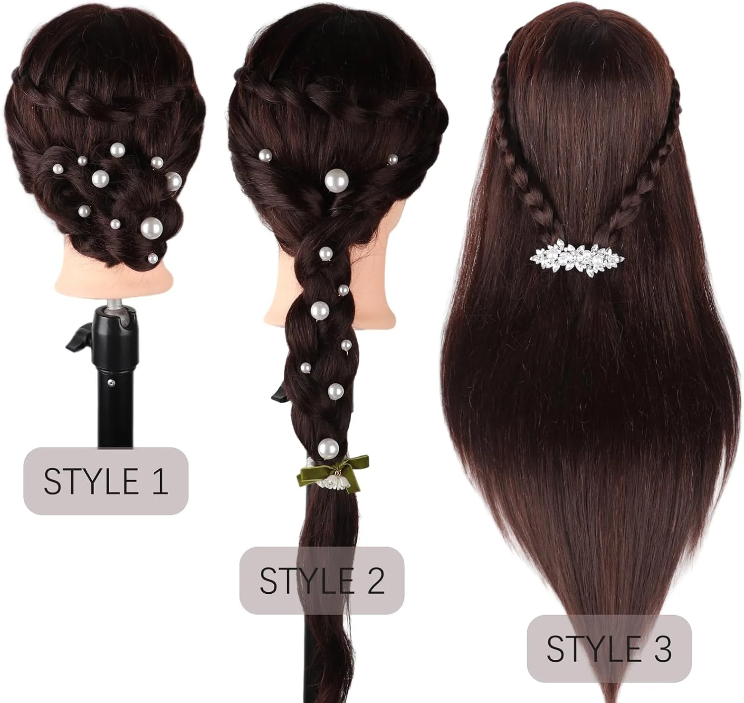 DaizySight 23" Dark Brown Cosmetology Salon & Spa Training Hair Styling Head NEW - Image 5