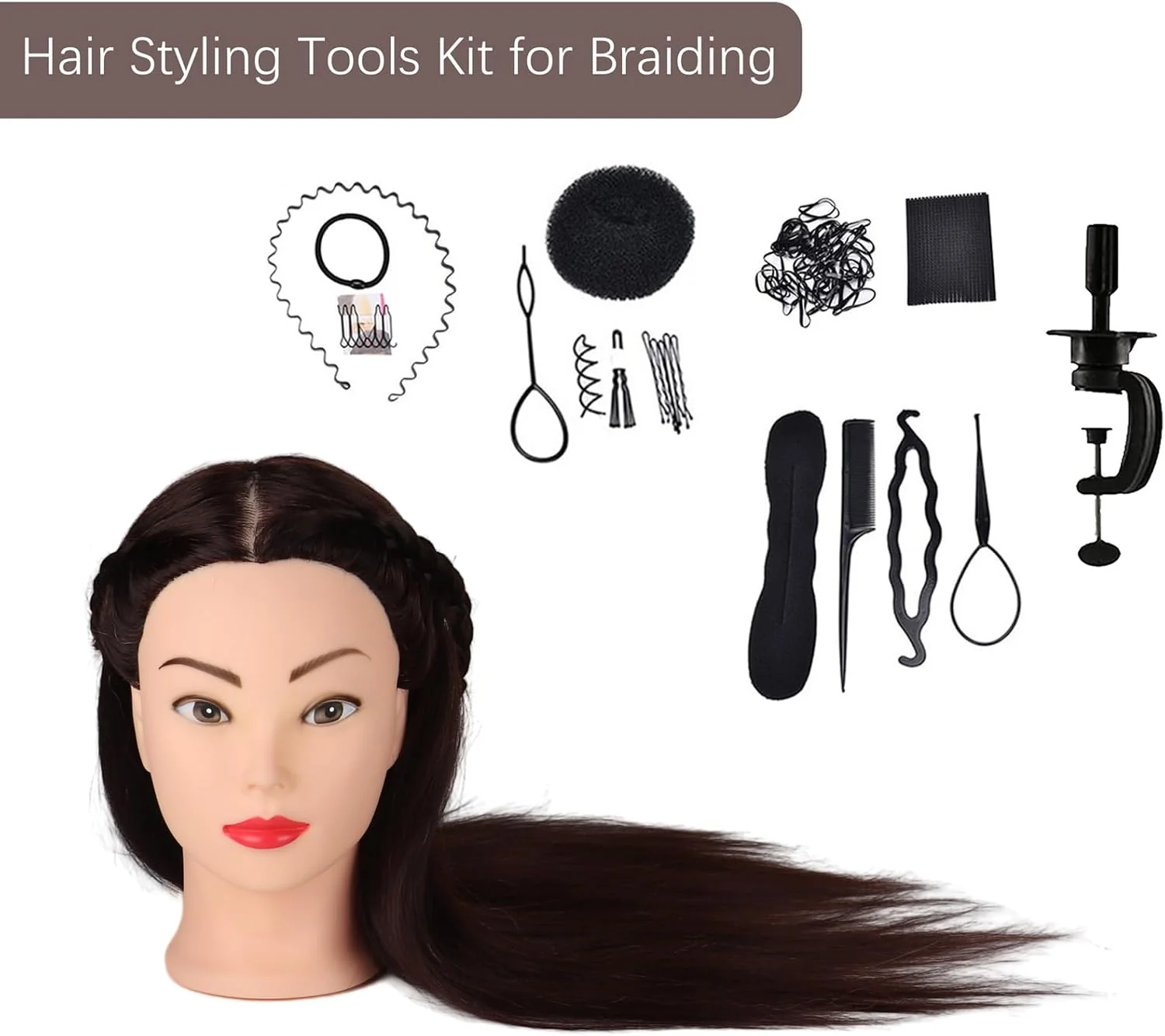 DaizySight 23" Dark Brown Cosmetology Salon & Spa Training Hair Styling Head NEW - Image 6