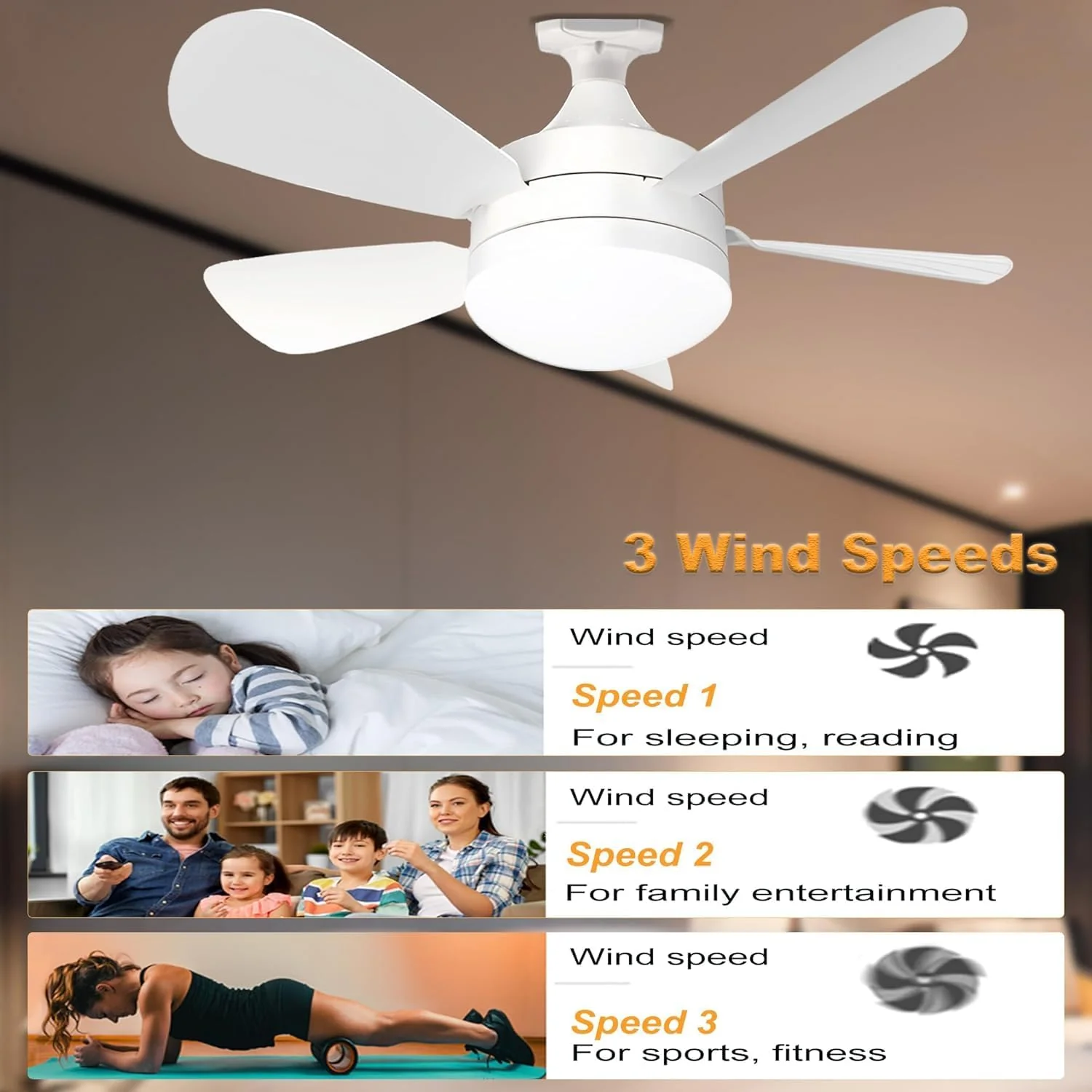 Yaberry Grove 50 cm Socket Ceiling Fan Light with Remote Control White NEW - Image 4