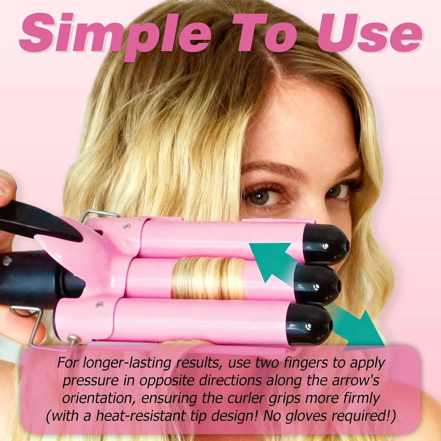 Junma 32mm Ceramic Curling Tongs with Heat Protection for Beach Waves in NEW - Image 6