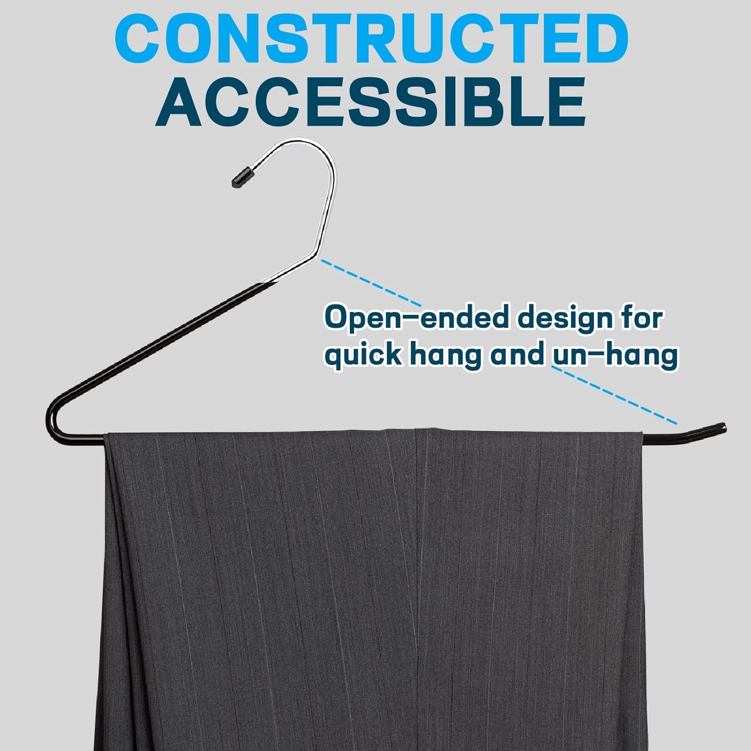 Amber Home 15" Metal Pants Hangers 20 Pack Non-Slip Open Ended Size 38 cm  NEW - Image 5
