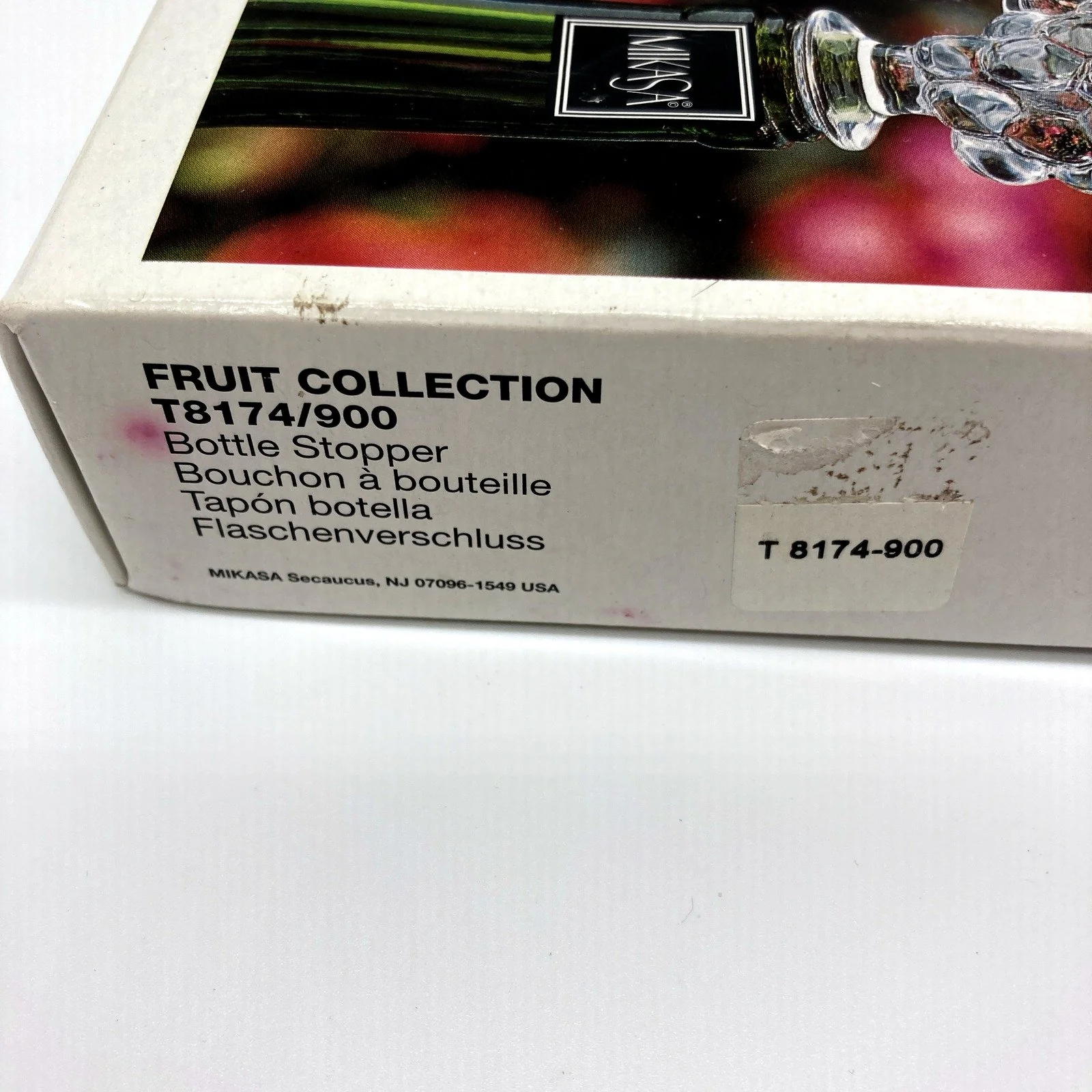 VINTAGE Mikasa Glass Bottle Stopper with Grape Cluster Design in Original Box - Image 5