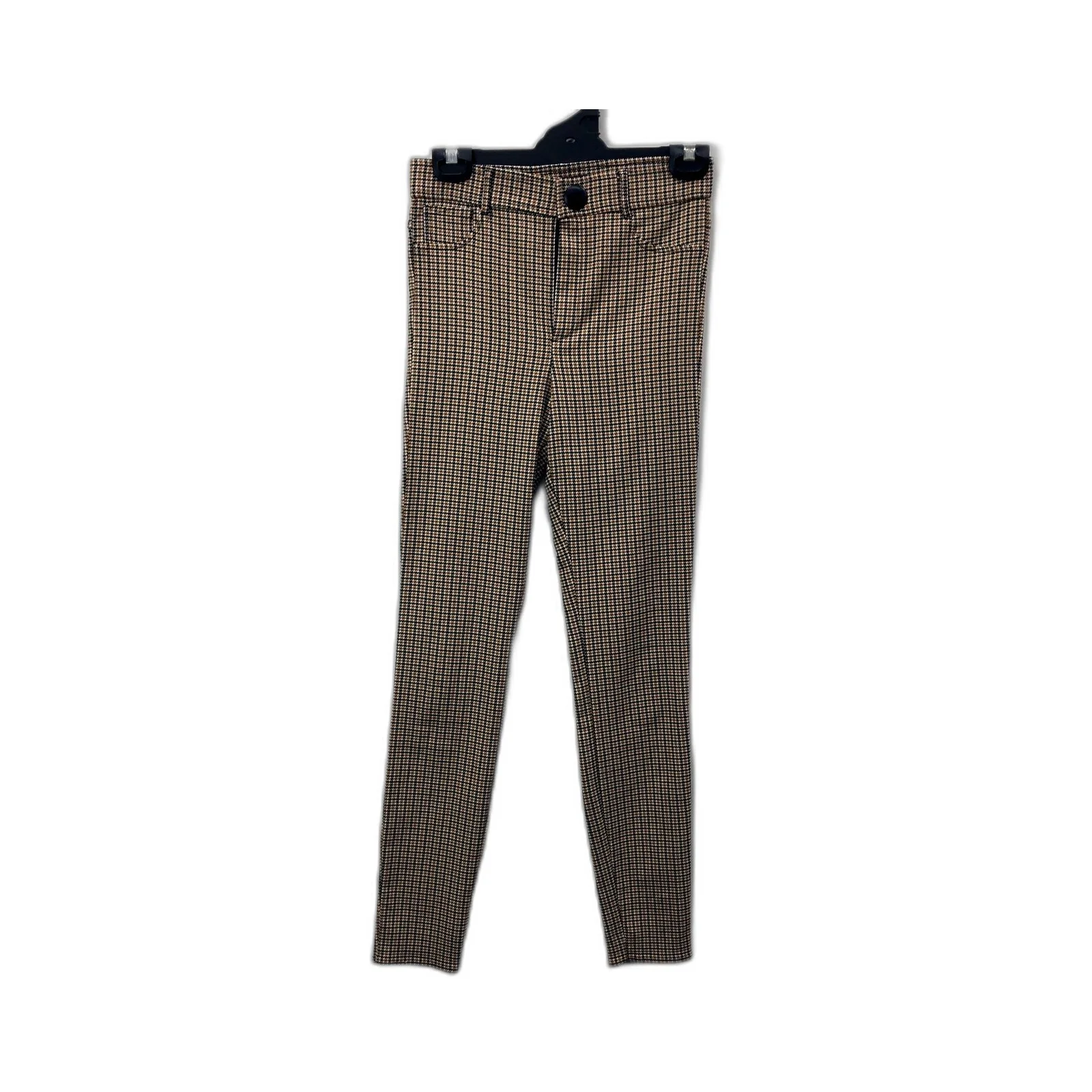 Zara Womens Houndstooth Pants in Black and Tan, Comfortable Fit Size S NEW