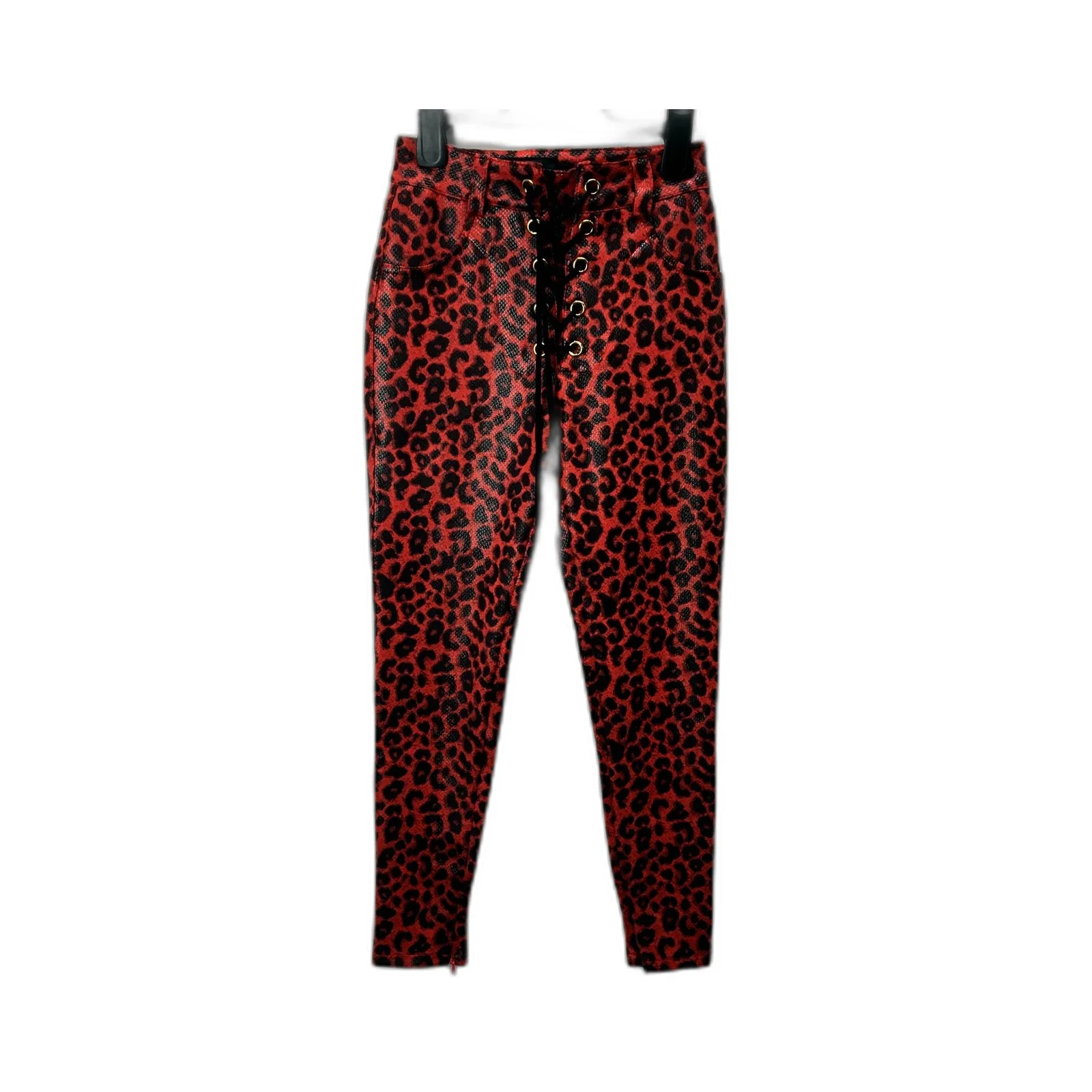 Jagger & Stone Womens Leopard Print Pants Drawstring Waist Comfortable Size 8