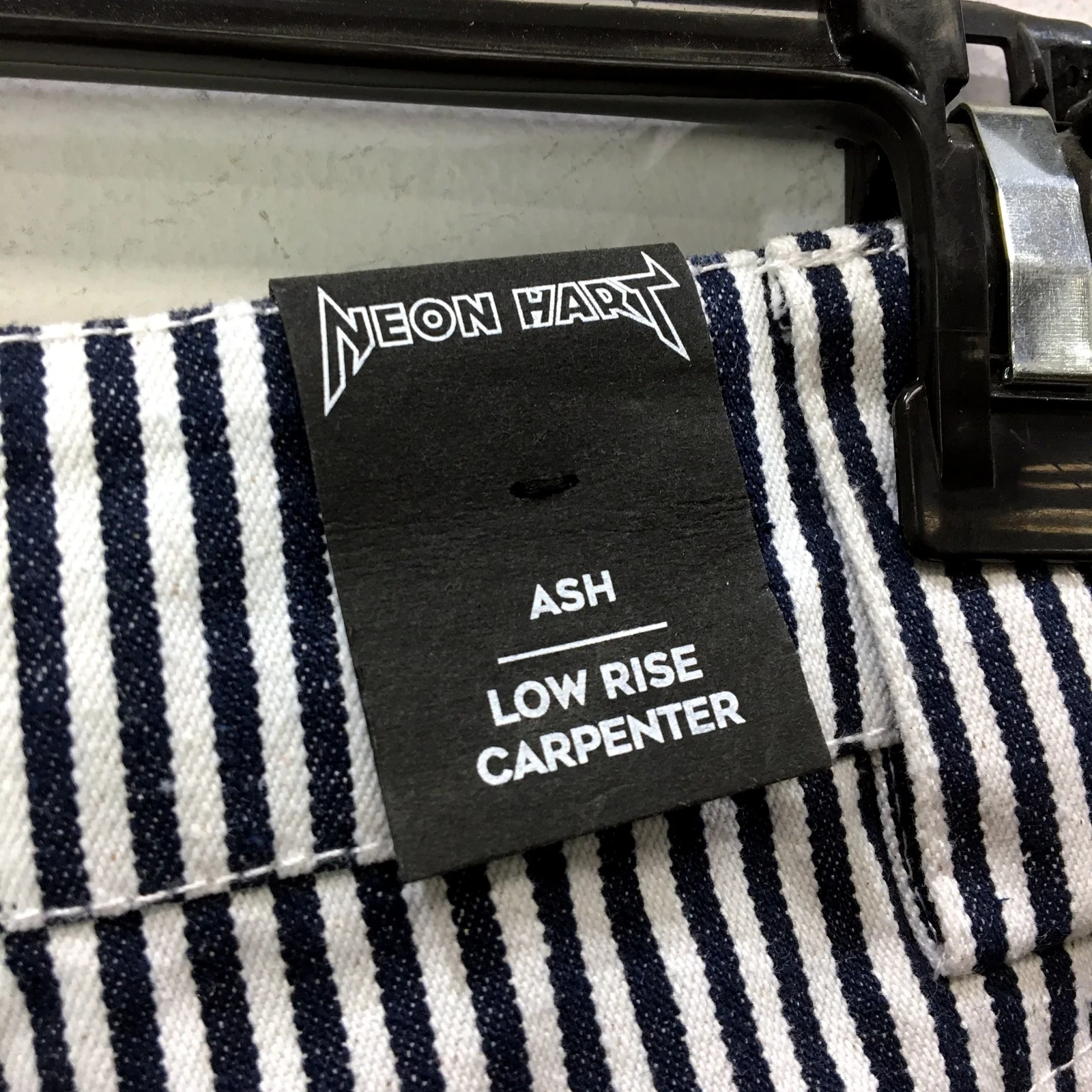 Neon Hart Unisex Carpenter Pants in Black and White Striped, XS Size NEW - Image 3