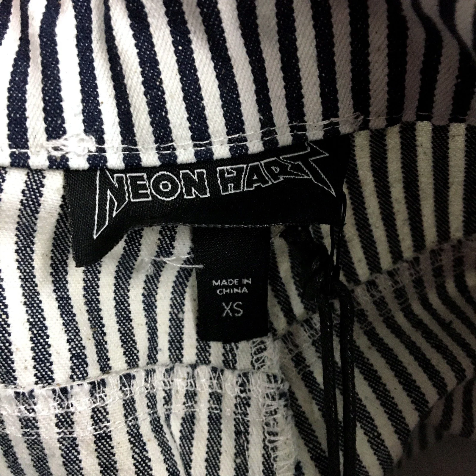 Neon Hart Unisex Carpenter Pants in Black and White Striped, XS Size NEW - Image 4