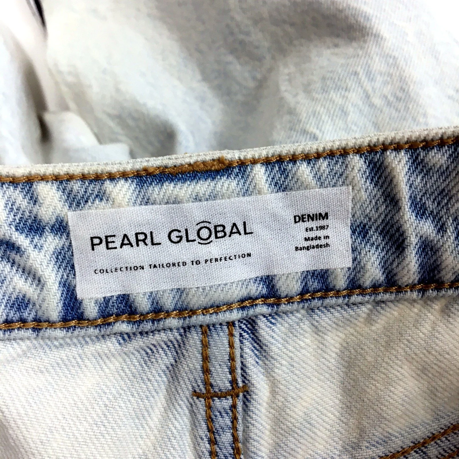 Pearl Global Unisex Wide Leg High Waisted Denim Jeans Light Wash Size Small - Image 3