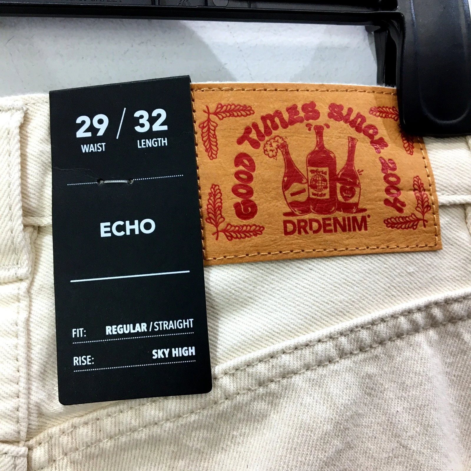 DRDENIM Unisex Echo Loom State High Rise Straight Leg Jeans Beige Size 29/32 NEW - Image 3