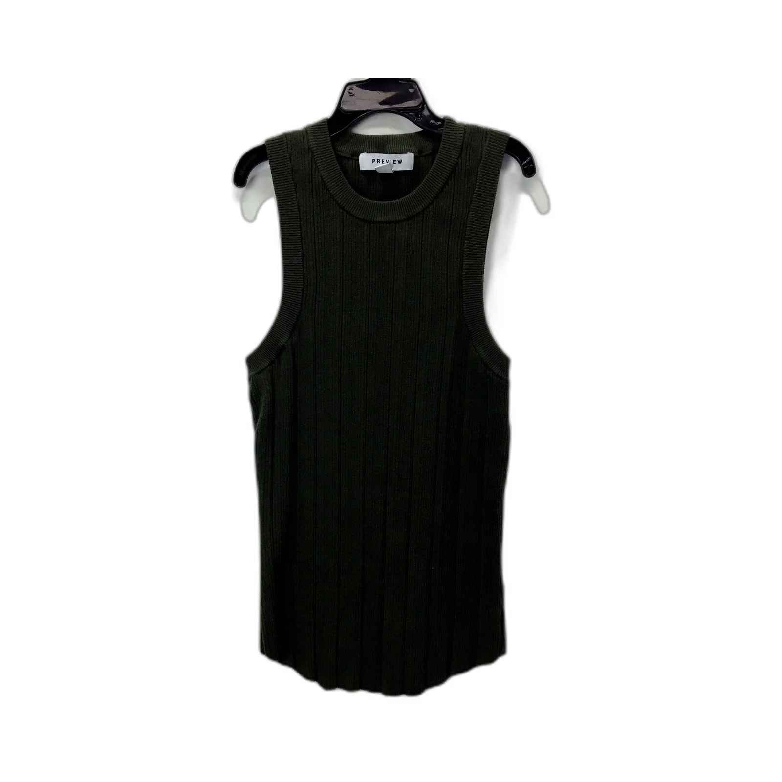 Preview Womens Pullover Tank Top Ribbed Knit Mock Neck Sz L NEW