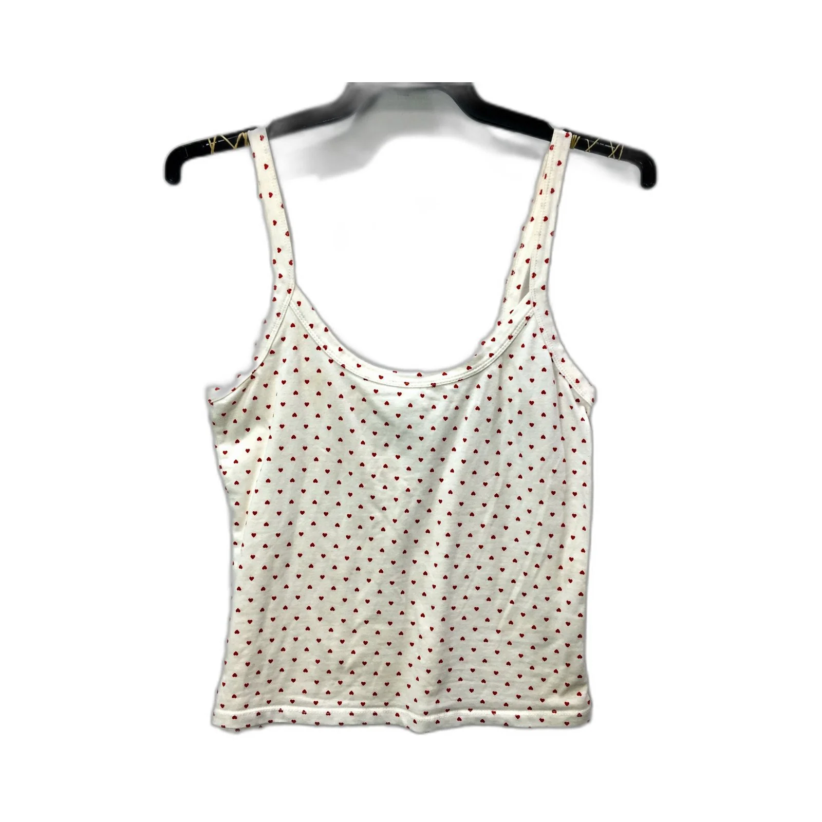 Energie Womens Tank Top White with Red Hearts Sleeveless Cotton Size S