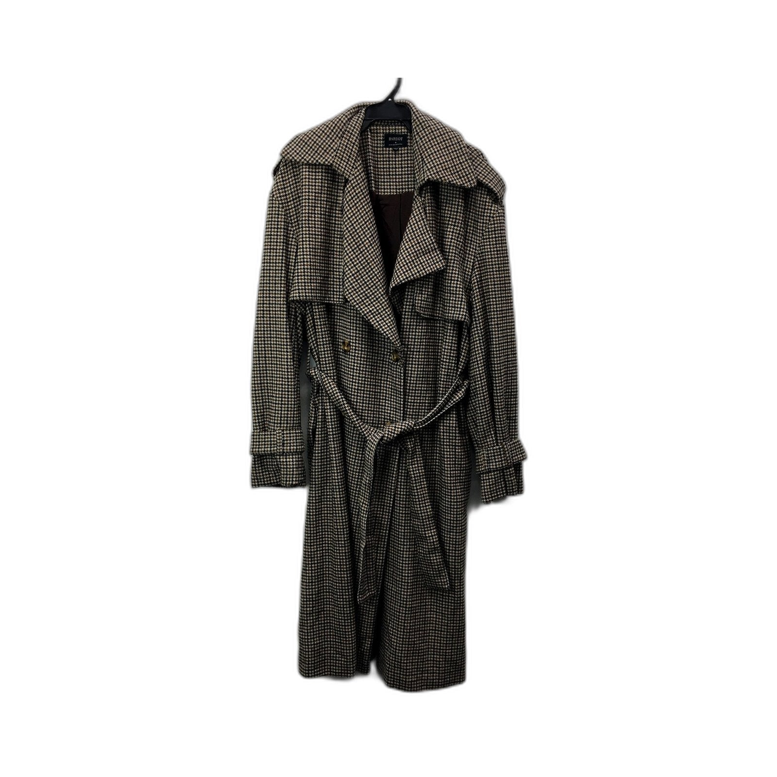 Bardot Womens Oversized Coat Belted Wool Blend Outerwear Black and Beige Size 10