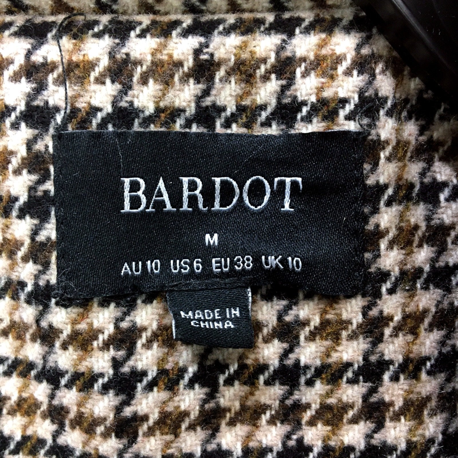 Bardot Womens Oversized Coat Belted Wool Blend Outerwear Black and Beige Size 10 - Image 5