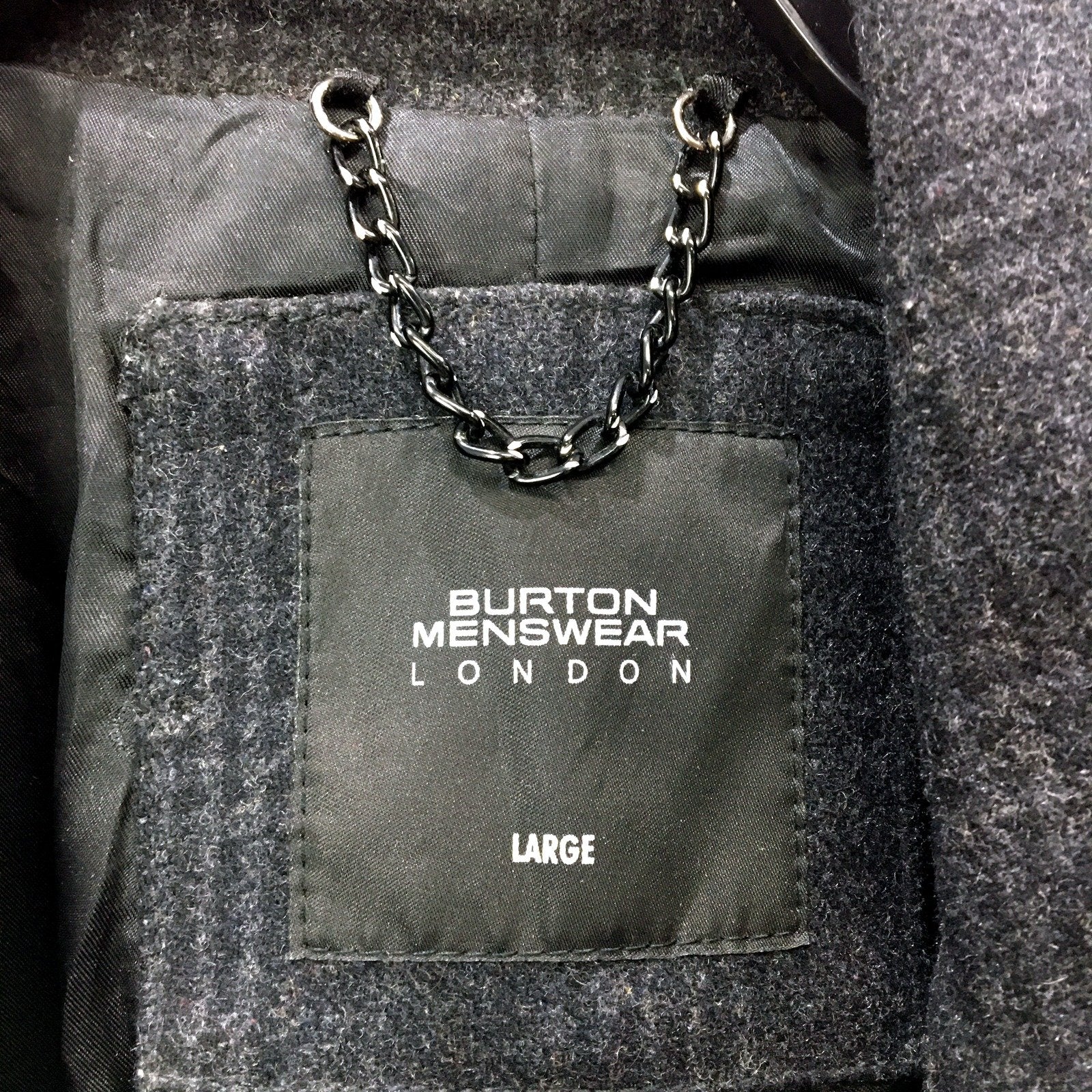 Burton Mens Wool Coat - Black Warm Winter Jacket for Large Size - Image 5