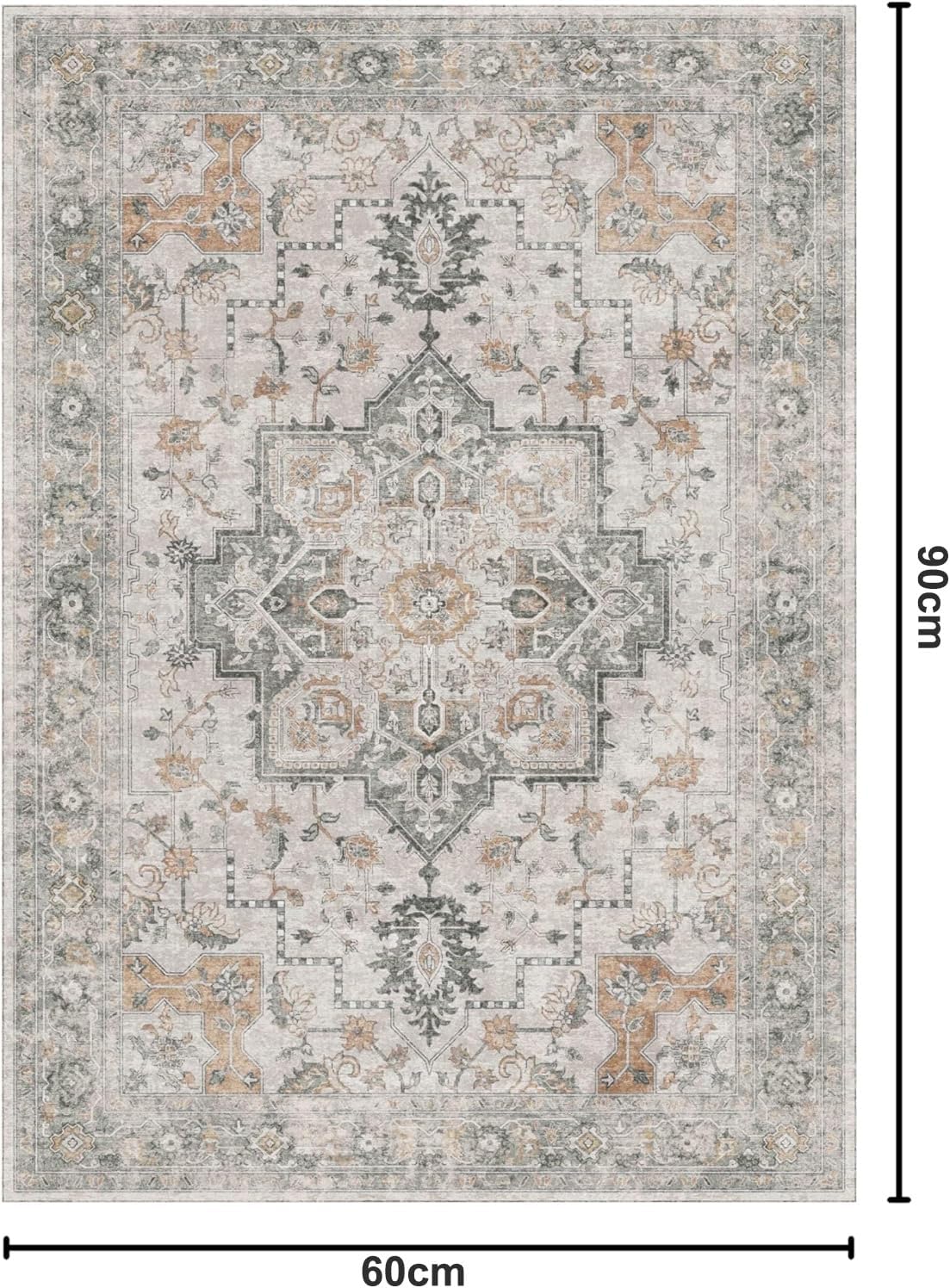 HAOLEYAO Area Rugs for Living Room Vintage Taupe Rug 60 x 90 cm NEW - Image 2