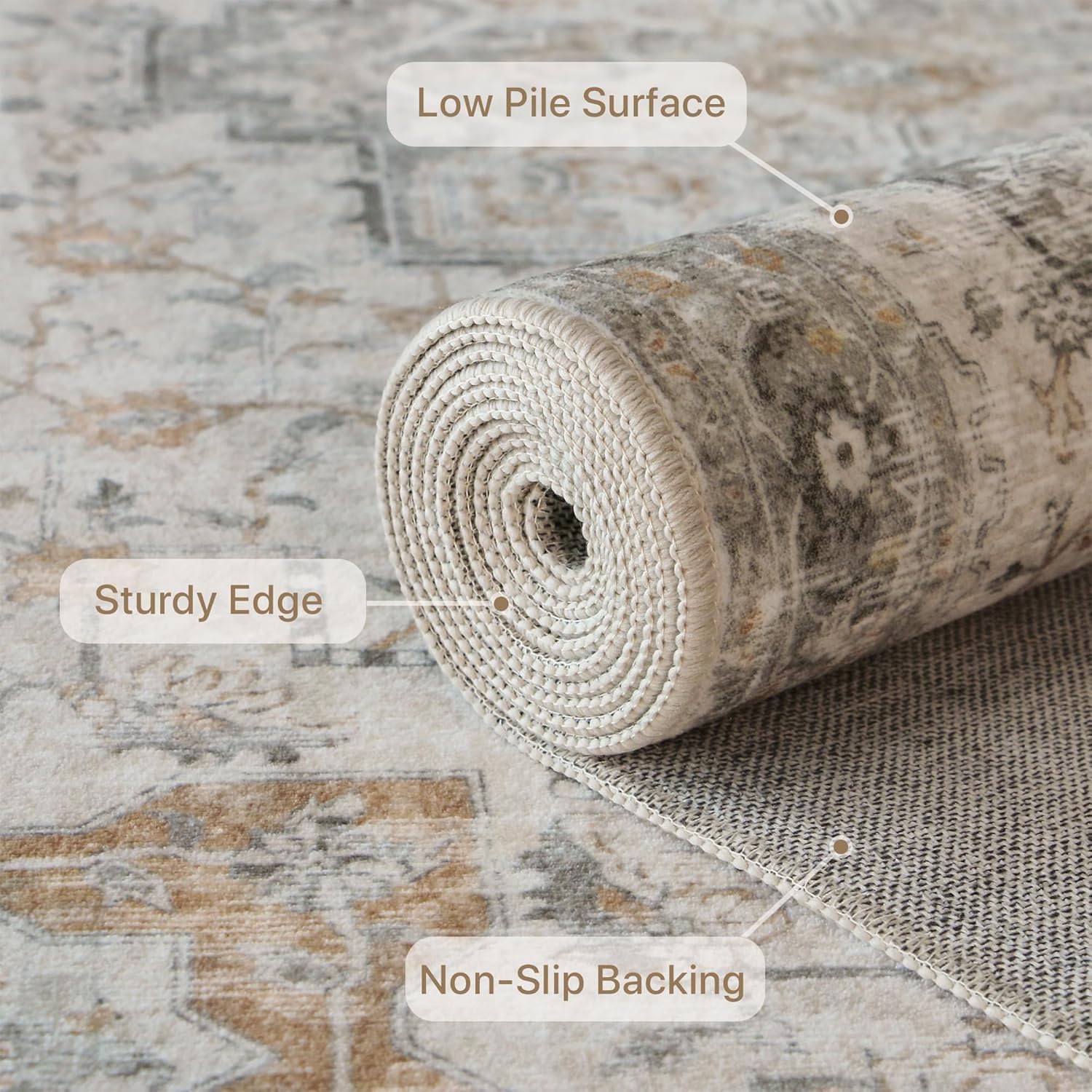 HAOLEYAO Area Rugs for Living Room Vintage Taupe Rug 60 x 90 cm NEW - Image 7