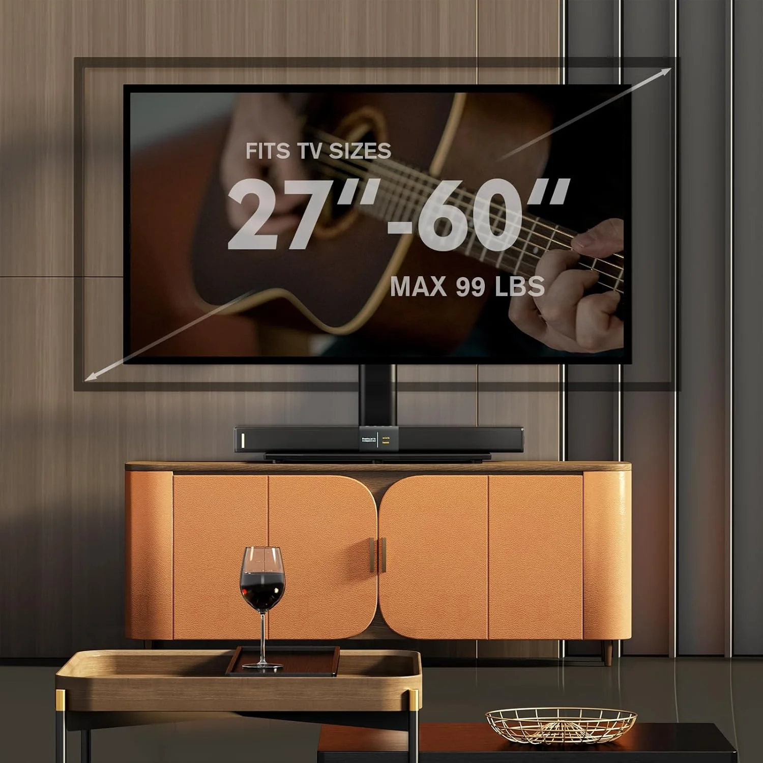 Hemudu Universal Swivel TV Stand Table Top for 27 to 60 inch TVs Black NEW - Image 2