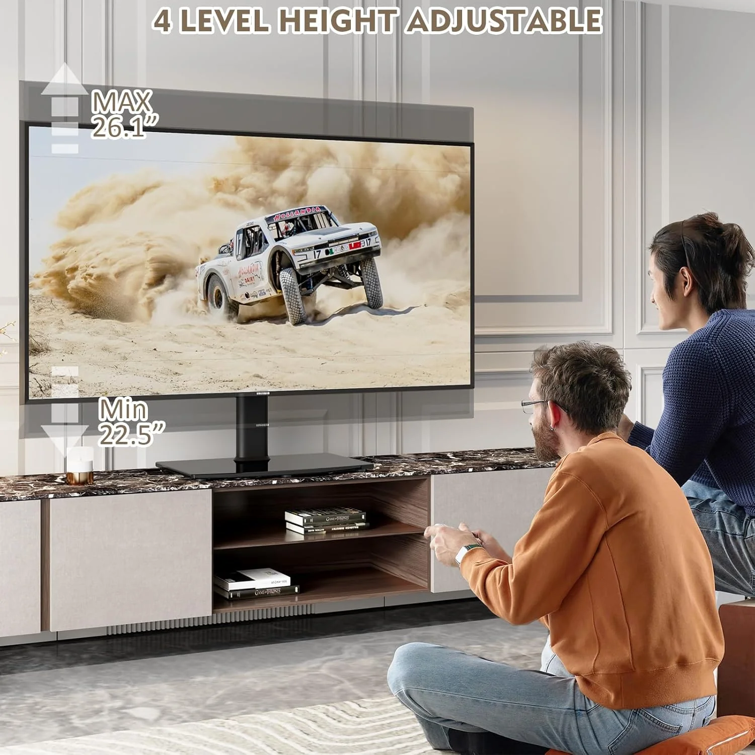 Hemudu Universal Swivel TV Stand Table Top for 27 to 60 inch TVs Black NEW - Image 4