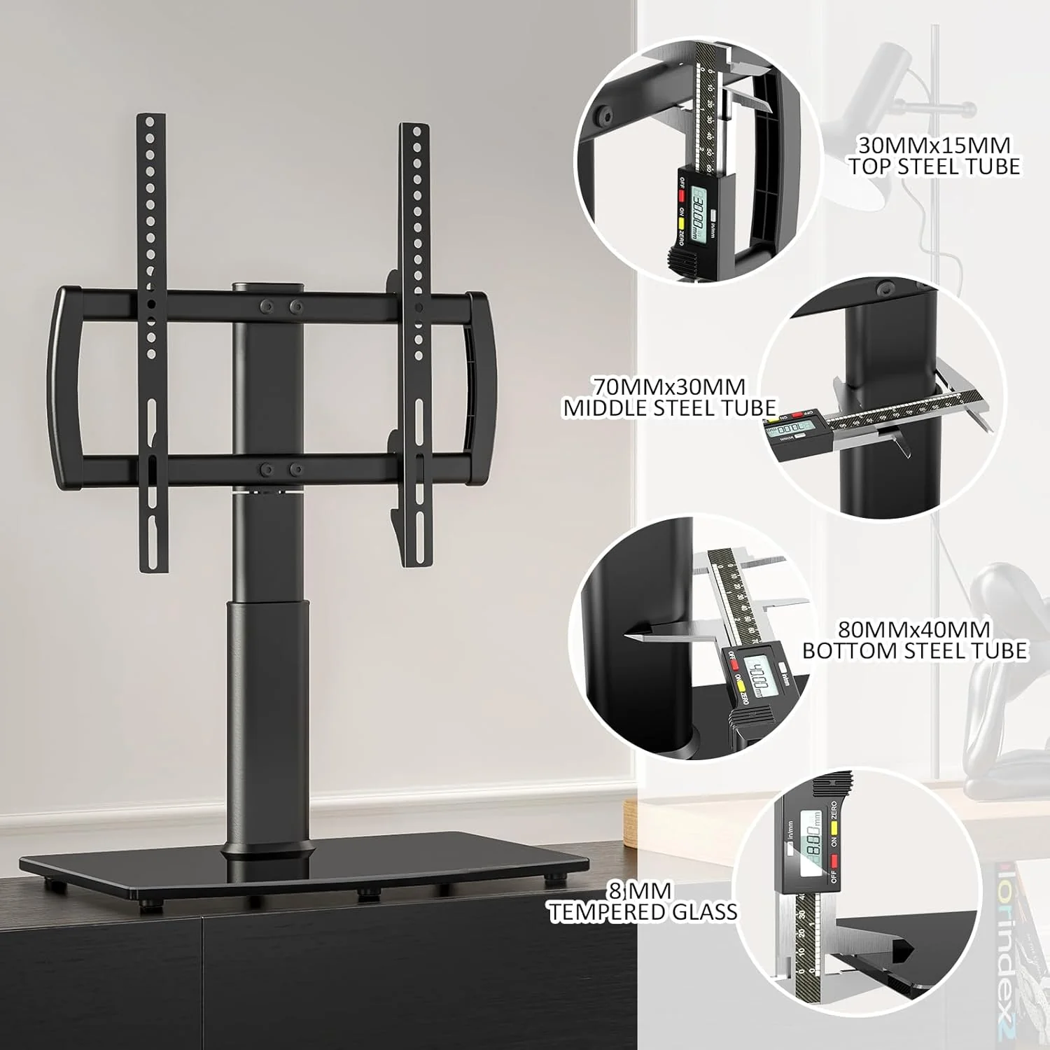 Hemudu Universal Swivel TV Stand Table Top for 27 to 60 inch TVs Black NEW - Image 7