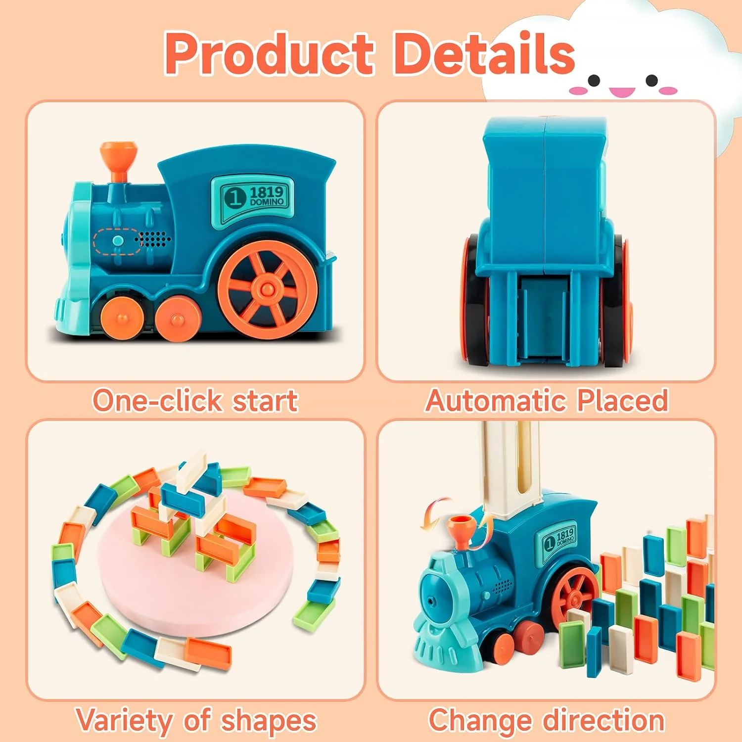 Domino Train Set Building Creative Game Cyan Size 8.5 cm x 26 20 DEMO - Image 3